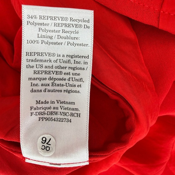 Everlane Women's Short Sleeve Red Striped Ruched Dress - Picture 13 of 14